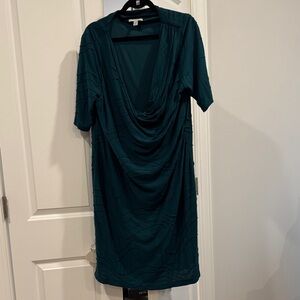 dressbarn Teal Draped Midi Dress